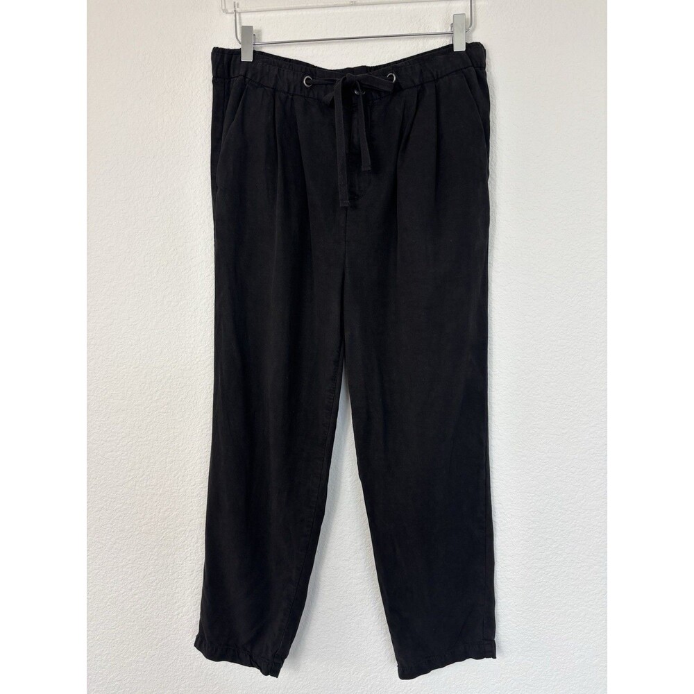 American Eagle Women’s Draw String Pants 10 Black Tapered Lyocell  Jogger Loose
